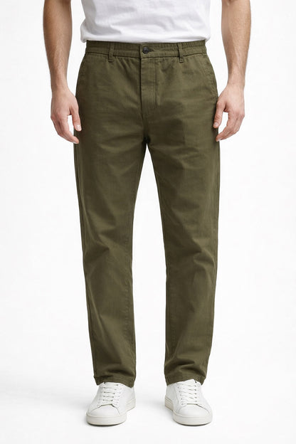 Men’s Olive Green Twill Trousers | Smart Casual Pants