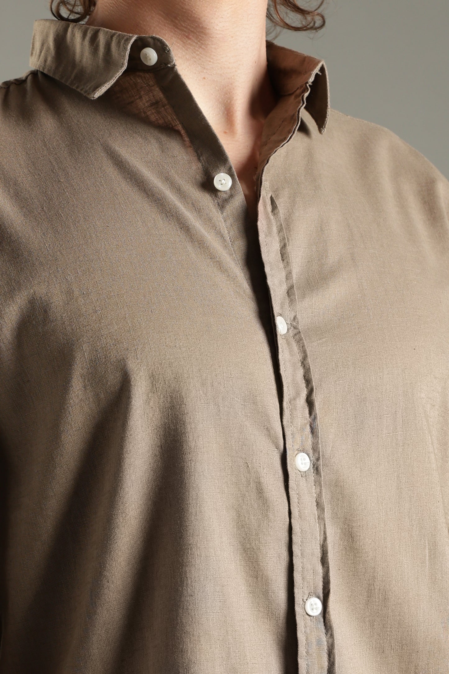 Khaki Linen Blend Shirt for Men | Breathable Fit