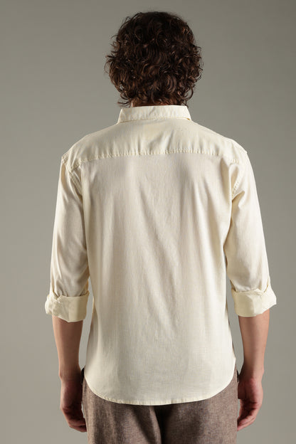 Yellow Linen Blend Shirt for Men | Breathable & Stylish