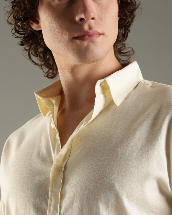 ITALINO YELLOW  LINEN BLEND RELAXED SHIRT