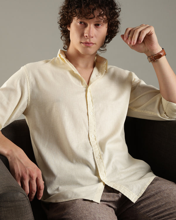 ITALINO YELLOW  LINEN BLEND RELAXED SHIRT