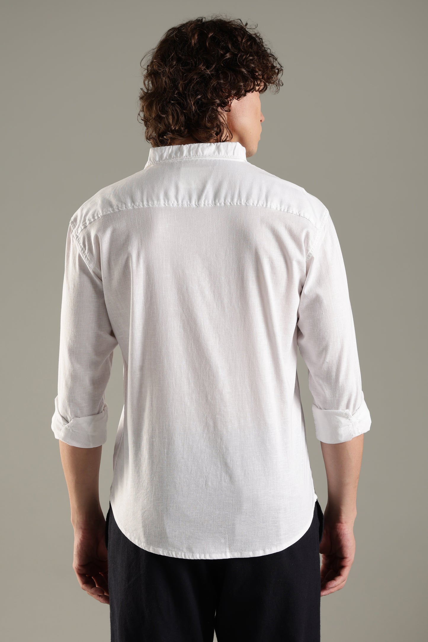 White Linen Blend Shirt for Men | Breathable Fit