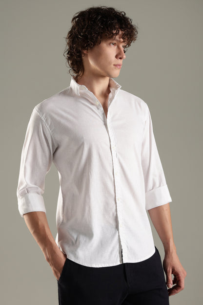 White Linen Blend Shirt for Men | Breathable Fit