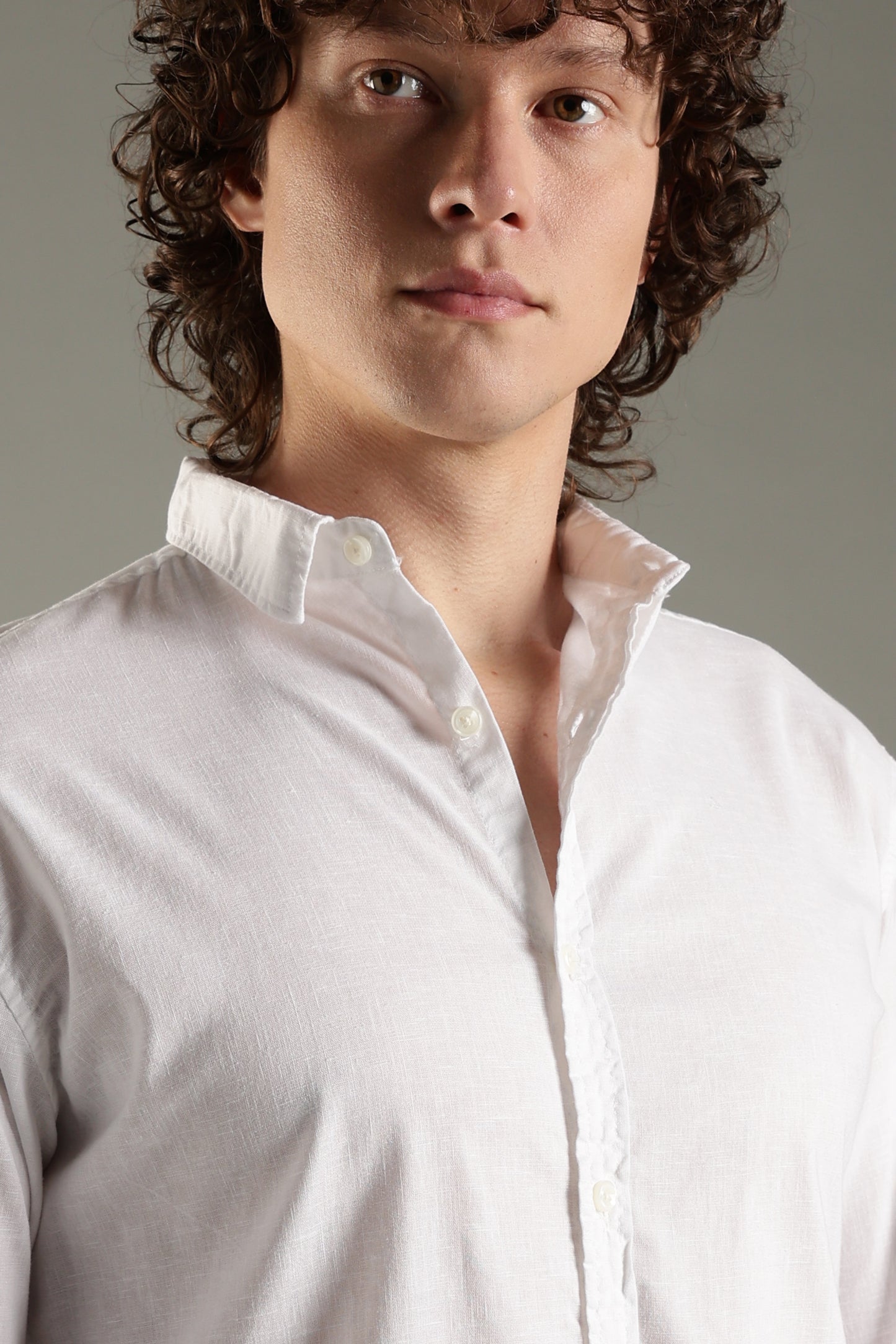 White Linen Blend Shirt for Men | Breathable Fit