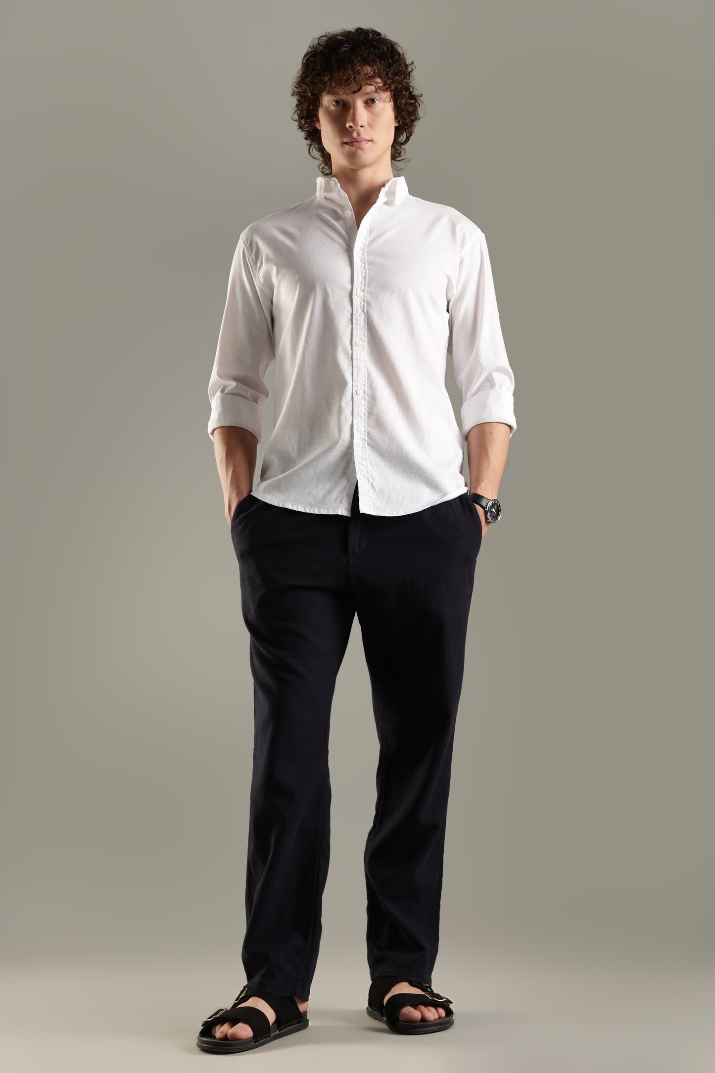 White Linen Blend Shirt for Men | Breathable Fit