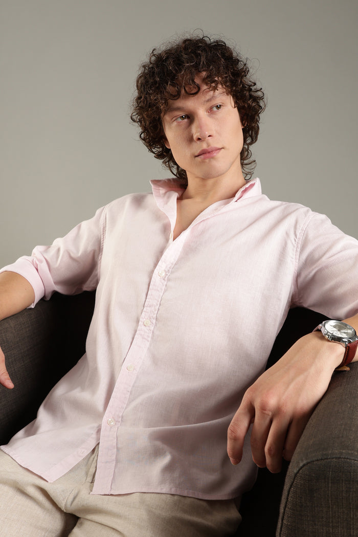 ITALINO PINK LINEN BLEND RELAXED SHIRT
