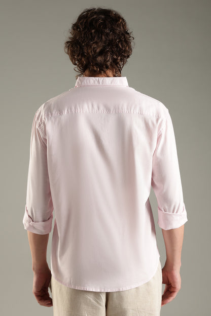 Pink Linen Blend Shirt for Men | Breathable Fit