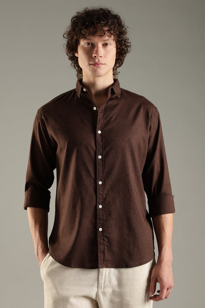 ITALINO BROWN  LINEN BLEND RELAXED SHIRT