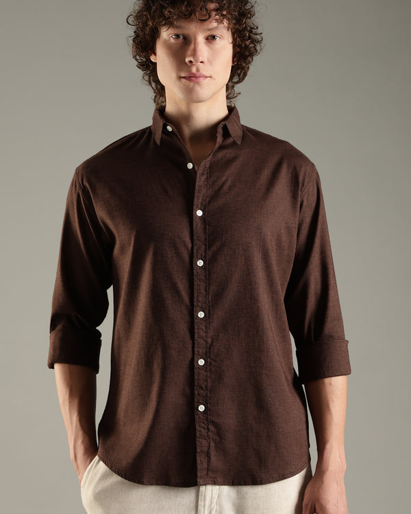 ITALINO BROWN  LINEN BLEND RELAXED SHIRT