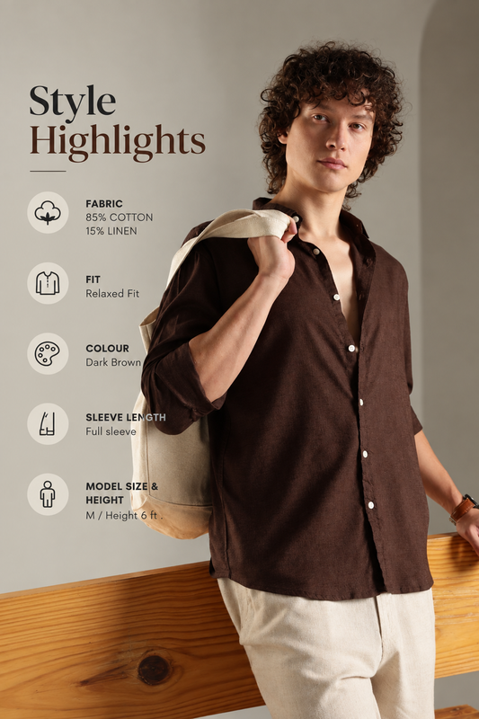 ITALINO BROWN  LINEN BLEND RELAXED SHIRT