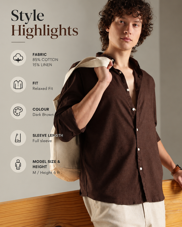 ITALINO BROWN  LINEN BLEND RELAXED SHIRT