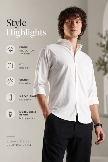 ITALINO WHITE LINEN BLEND RELAXED SHIRT