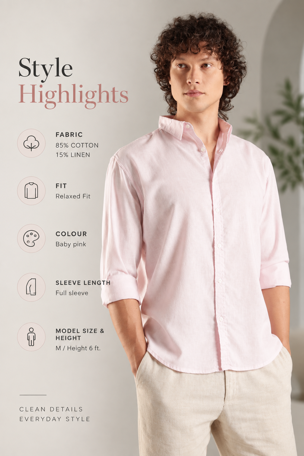 ITALINO PINK LINEN BLEND RELAXED SHIRT