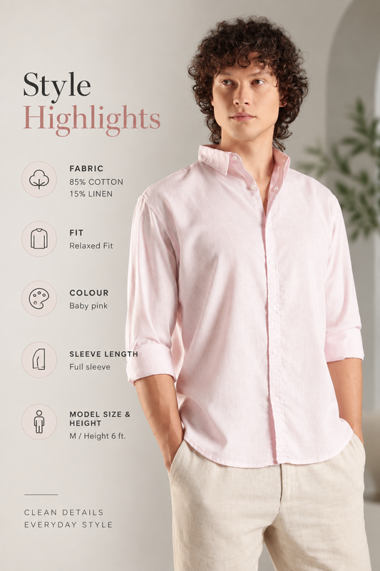 ITALINO PINK LINEN BLEND RELAXED SHIRT