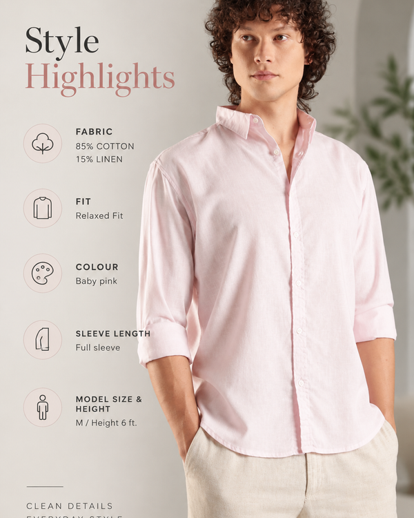 ITALINO PINK LINEN BLEND RELAXED SHIRT